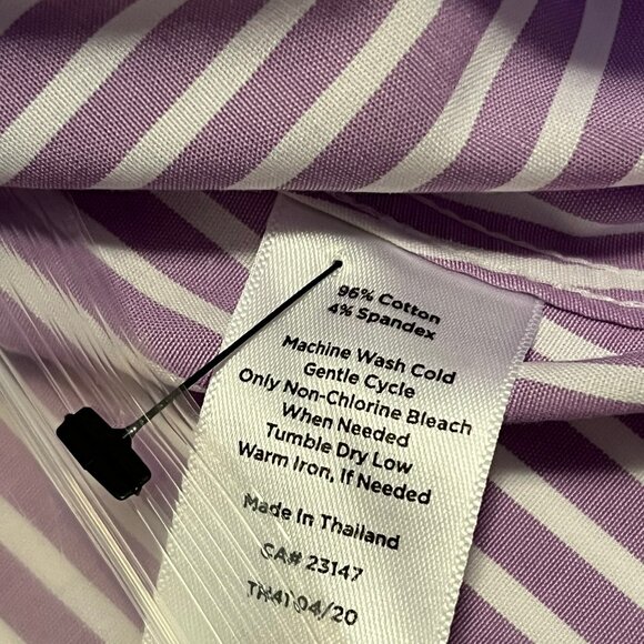 NWT Talbots Perfect Shirt Non-Iron Fabric Lavender and White Stripe - 14W - Picture 8 of 11